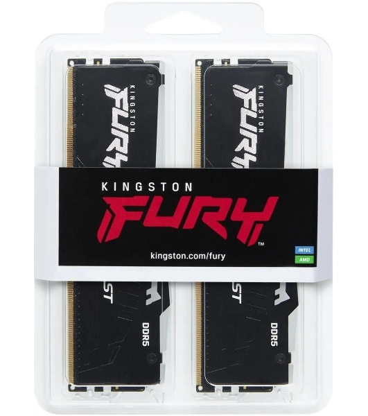 Оперативная память Kingston Fury Beast, DDR5, 16GB (2x8GB), 6000MHz, CL36, DIMM, с радиаторами, RGB, черный