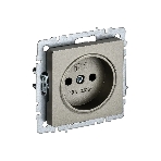 Розетка 1-местная IEK BRITE РС10-1-0-БрШ (BR-R10-10-K37) 10А, без заземления, без защитных шторок, шампань, фото 1