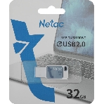 Флешка USB Netac UA31 (NT03UA31N-032G-20BL), 32Gb, USB 2.0, R/W 110/45, синий/белый, фото2