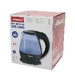 Электрочайник Atlanta ATH-2460 черный стеклянный, 1.5 л, 2200 Вт, скрытый нагревательный элемент, фото2