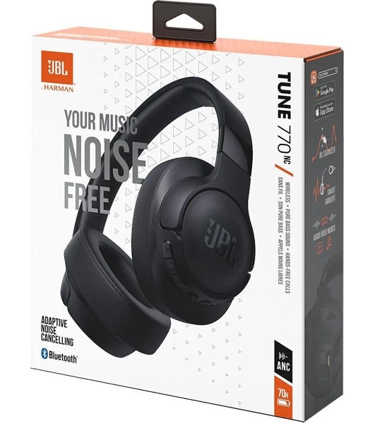 Беспроводные/проводные наушники JBL Tune 770NC черный, полноразмерные, Bluetooth + проводной, адаптивное шумоподавление, до 70 ч