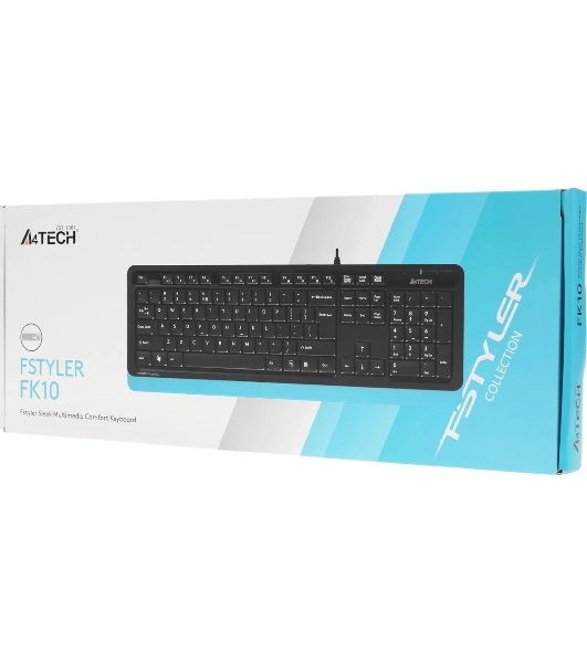 Клавиатура проводная A4Tech Fstyler FK10, USB, черный/синий