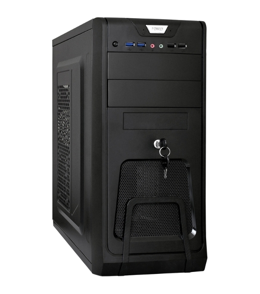 Компьютерный корпус Miditower ExeGate CP-603UB-UNS350 (ATX, БП UNS350 с вент. 12см, 2хUSB, аудио, черный)