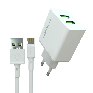 Сетевое зарядное устройство MORE CHOICE (4610196409028) NC11i СЗУ 2USB 2.4A для Lightning 8-pin белый