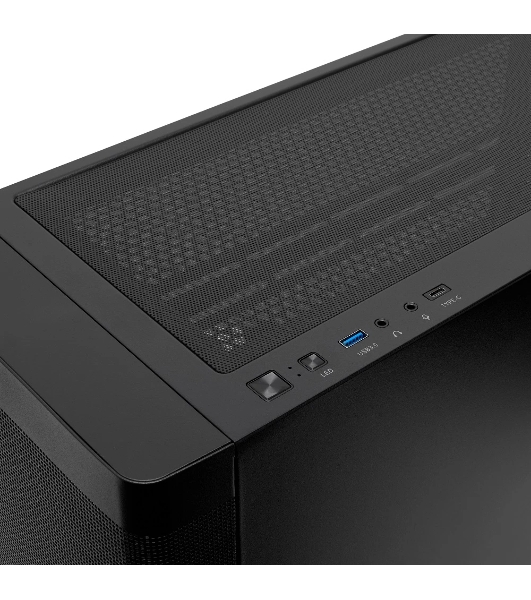 Компьютерный корпус без блока питания Case HSPD M740, Mesh Mid Tower, черный, TG, 0.6 SPCC, no fans, E-ATX, ATX, mATX, mITX, 170/400/200мм, 4x2.5', 2x3.5', 7xPCI, 1xUSB-A 3.0, 1xUSB-C 3.0, 460x218x450мм