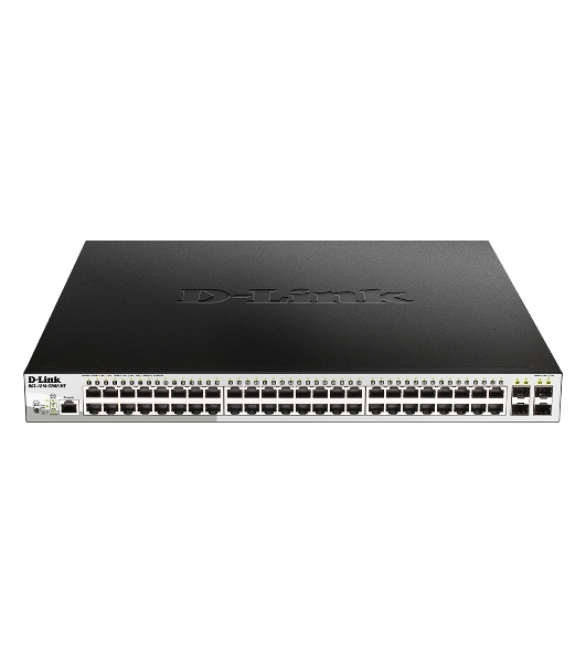 Коммутатор D-Link DGS-1210-52MP/ME/B2A, 48×1 Гбит/с + 4×1 Гбит/с SFP, управляемый