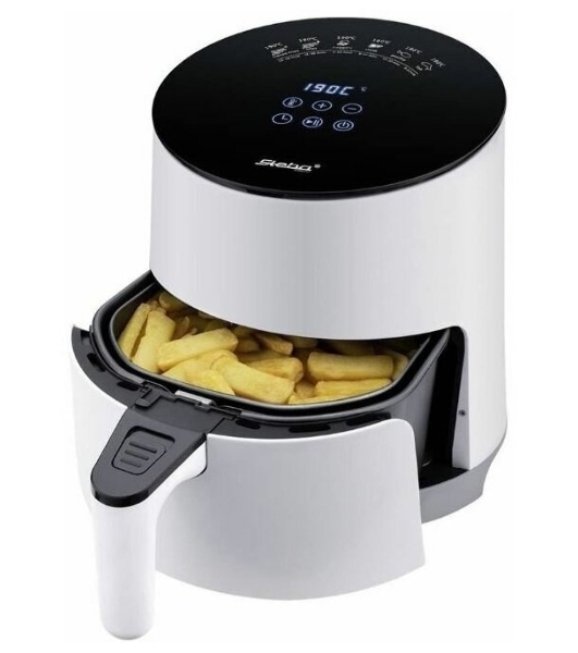 Аэрофритюрница Steba HF 1000 белый/чёрный, 1500 Вт, 3.5 л, 0.5 кг, съёмная чаша, антипригарное покрытие, таймер