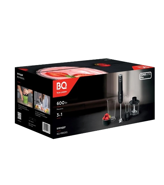 Блендер погружной BQ-HB600S черный, 600 Вт, 2 скорости
