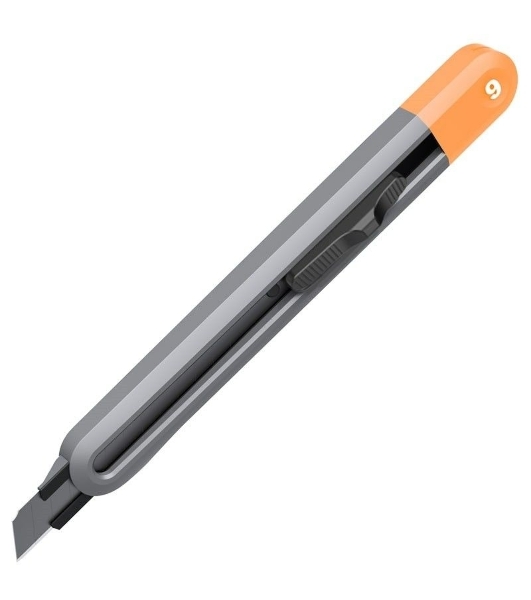Технический нож Home Series Gray Deli HT4009C ширина лезвия 9мм, эксклюзивный дизайн, корпус из высококачественного софттач пластика