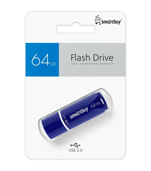 Флешка USB Smartbuy CROWN BLUE (SB64 GbCRW-Bl), 64 Gb, USB 3.0, R/W 75/25, синий