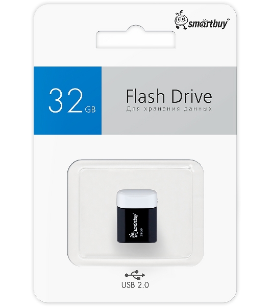 Флешка USB Smartbuy LARA Black (SB32GbLARA-K), 32Gb, USB 2.0, R/W 15/5, черный/белый