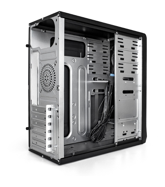 Компьютерный корпус Miditower ExeGate CP-603UB-UNS400 (ATX, БП UNS400 с вент. 12см, 2хUSB, аудио, черный)