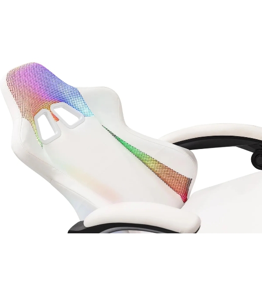 Кресло игровое Knight Wolf RGb белый эко.кожа/сетка, крестов. пластик