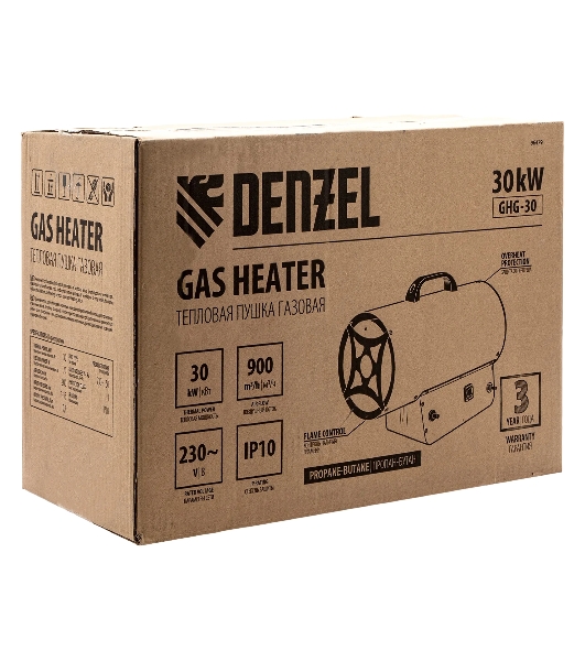 Газовая тепловая пушка Denzel GHG-30, 30 кВт, 900 м3/ч, пропан-бутан