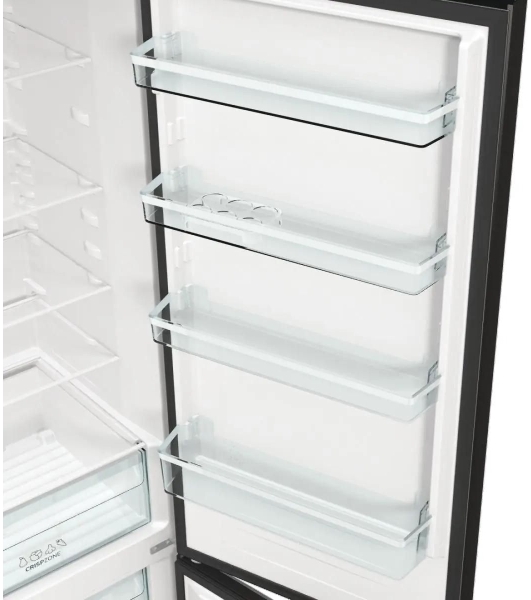 Холодильник Gorenje NRK6202EBXL4 черный матовый двухкамерный 235/96л морозилка снизу, No Frost