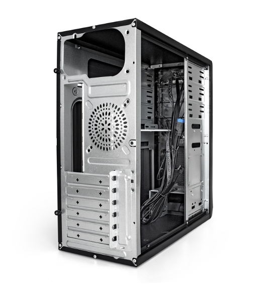 Компьютерный корпус Miditower ExeGate CP-603UB-UNS400 (ATX, БП UNS400 с вент. 12см, 2хUSB, аудио, черный)