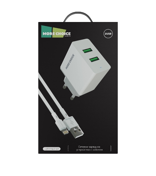 Сетевое зарядное устройство MORE CHOICE (4610196409028) NC11i СЗУ 2USB 2.4A для Lightning 8-pin белый