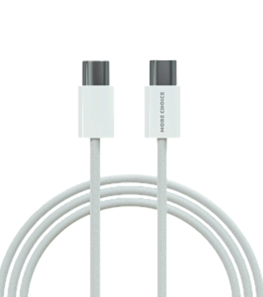 Кабель MORE CHOICE (4620202550385) K77a нейлон USB 3.0A PD 100W для Type-C Type-C 1 м белый