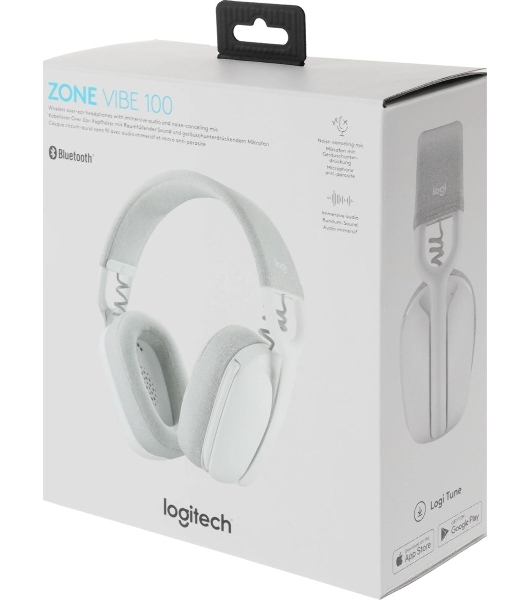 Гарнитура Logitech ZONE Vibe 100 белый, беспроводная, Bluetooth, до 20 ч