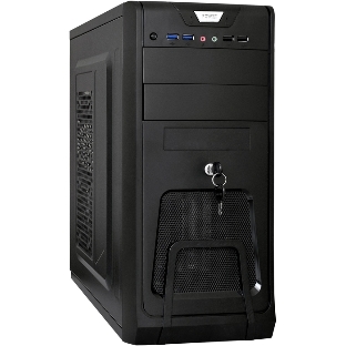 Компьютерный корпус Miditower ExeGate CP-603UB-UNS400 (ATX, БП UNS400 с вент. 12см, 2хUSB, аудио, черный)