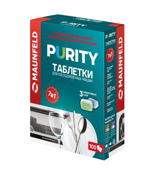 Таблетки для посудомоечных машин Maunfeld Purity all in 1 MDT100ST (100 шт. в упаковке)