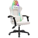 Кресло игровое Knight Wolf RGb белый эко.кожа/сетка, крестов. пластик, фото4