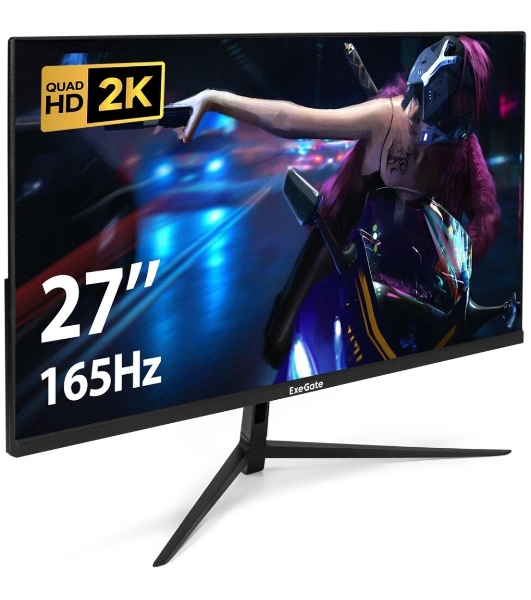 Монитор 27' ExeGate Combat EG2700A IPS 2560x1440, 165 Гц, 1 мс, 16:9, 300 кд/м², 1xHDMI, 1xDP, 3.5 мм, черный