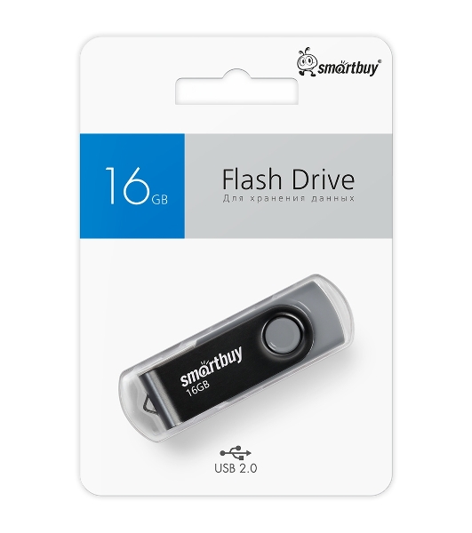 Флешка USB Smartbuy Twist Black (SB016Gb2TWK), 16Gb, USB 2.0, R/W 15/5, черный