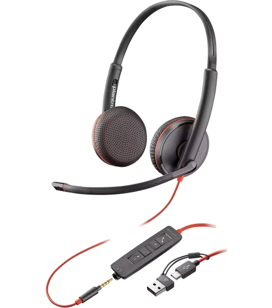 Гарнитура Plantronics Poly Blackwire 3225 чёрный, проводная, USB