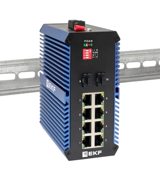 Коммутатор EKF TSX-U-2GX/SFP-8GTP, 8×1 Гбит/с PoE + 2×1 Гбит/с SFP, неуправляемый