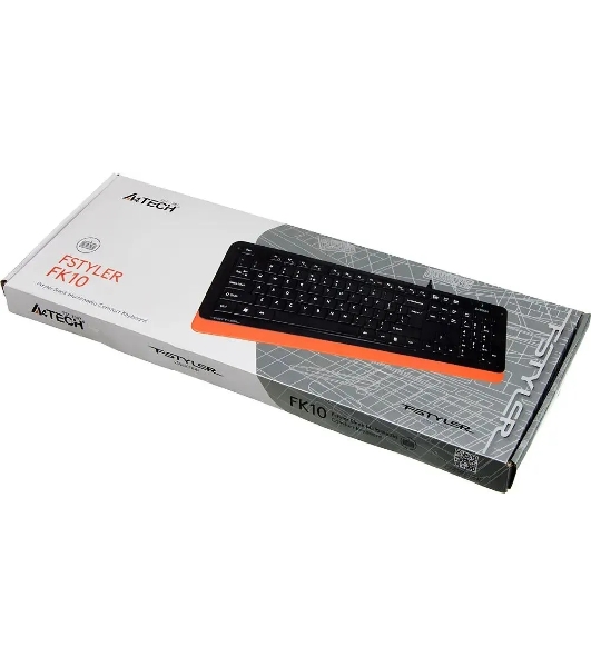 Клавиатура проводная A4Tech Fstyler FK10, USB, черный/оранжевый