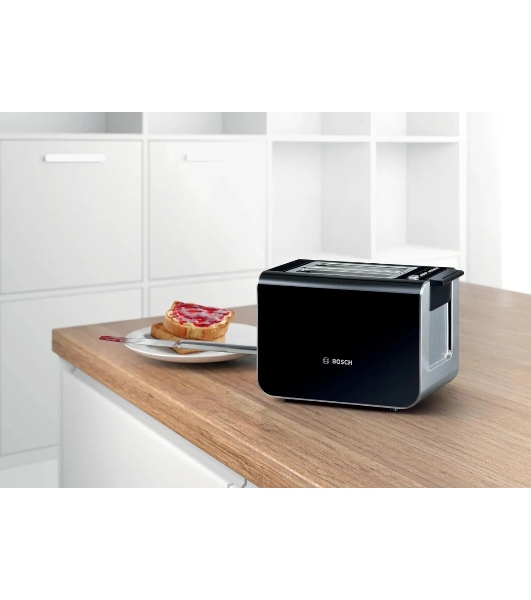 Тостер Bosch TAT8613N черный, 860 Вт, 2 слота
