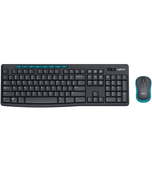 Комплект клавиатура+мышь Logitech MK275 беспроводной, USB, 1000 DPI, голубой/чёрный