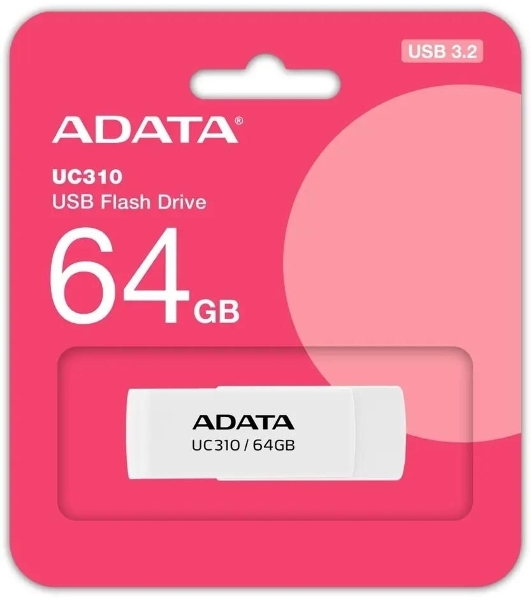 Флешка USB ADATA UC310 (UC310-64G-RWH), 64Gb, USB 3.2 Gen 1, R/W 100/30, белый