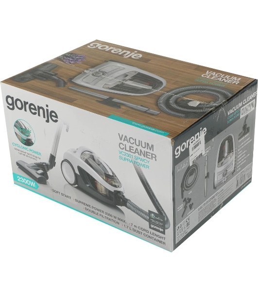 Пылесос Gorenje VC2301SPWCY белый, 400/2300 Вт, уборка сухая, пылесборник контейнер 1.7 л