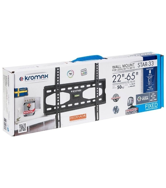 Кронштейн Kromax STAR-33, 26'-55', VESA 400x400 мм, max 50 кг, серый