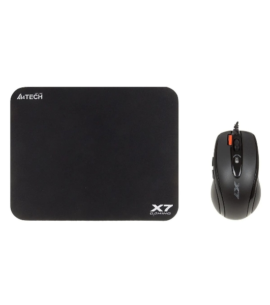Мышь проводная + коврик A4Tech X-7120 черный, 2000 dpi, USB, кнопки - 7
