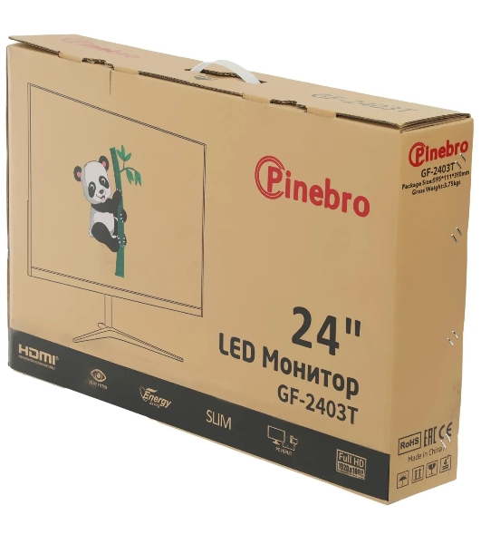 Монитор 23.8' PINEBRO GF-2403T IPS 1920x1080, 165 Гц, 5 мс, 16:9, 250 кд/м², 1xHDMI, 1xDP, USB-C, черный