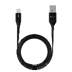 Кабель Maxvi MC-15M black, USB-A - microUSB, 2A ток макс. нагрузки 2А, макс. напряжение 5V; стандарт USB 2.0; плоский кабель, длина 1м, оплетка TPE, металлические корпуса разъемов, цвет черный, фото 1
