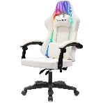 Кресло игровое Knight Wolf RGb белый эко.кожа/сетка, крестов. пластик, фото9