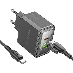 Сетевое зарядное устройство BOROFONE (6941991110689) BAS32A 1USB+1Type-C 3.0A QC3.0 PD 30W, черный, фото 1