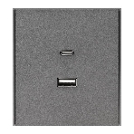 Розетка Kranz STRONG USB-A+Type-C 3А с функцией быстрой зарядки графит, фото 1