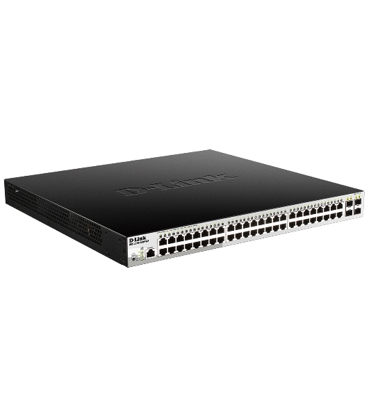 Коммутатор D-Link DGS-1210-52MP/ME/B2A, 48×1 Гбит/с + 4×1 Гбит/с SFP, управляемый