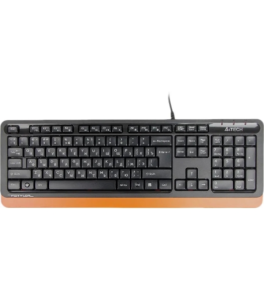 Клавиатура проводная A4Tech Fstyler FK10, USB, черный/оранжевый