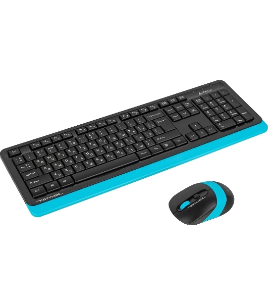 Комплект клавиатура+мышь A4Tech FStyler FG1010 беспроводной, USB, 2000 DPI, чёрный/синий