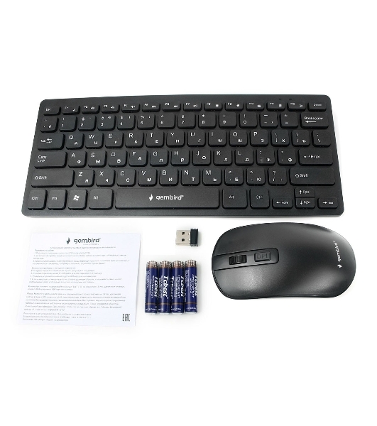 Комплект клавиатура+мышь Gembird KBS-9100 беспроводной, USB, 1600 DPI, чёрный