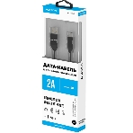 Кабель Maxvi MC-15M black, USB-A - microUSB, 2A ток макс. нагрузки 2А, макс. напряжение 5V; стандарт USB 2.0; плоский кабель, длина 1м, оплетка TPE, металлические корпуса разъемов, цвет черный, фото3