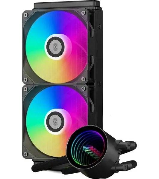 Система жидкостного охлаждения PCCOOLER DA240 V2, 240 мм, 2x120 мм, ARGB, 270 Вт