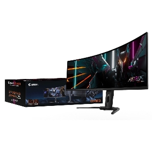 Монитор 49' Gigabyte AORUS CO49DQ-EK QD-OLED 5120x1440, 144 Гц, 0.03 мс, 32:9, 250 кд/м², 2xHDMI 2.1, DP 1.4, USB-C (18 Вт), 3.5 Jack, USB Hub (3x USB 3.2), динамики (2x5 Вт), HDR10, изогнутый экран (1800R), черный