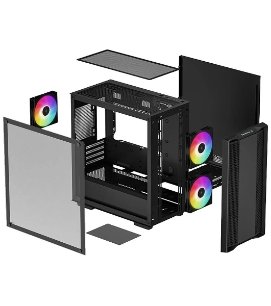 Компьютерный корпус DeepCool CC360 ARGb (R-CC360-BKAPM3-G-1) (mATX, без БП, 2xUSB, с окном)